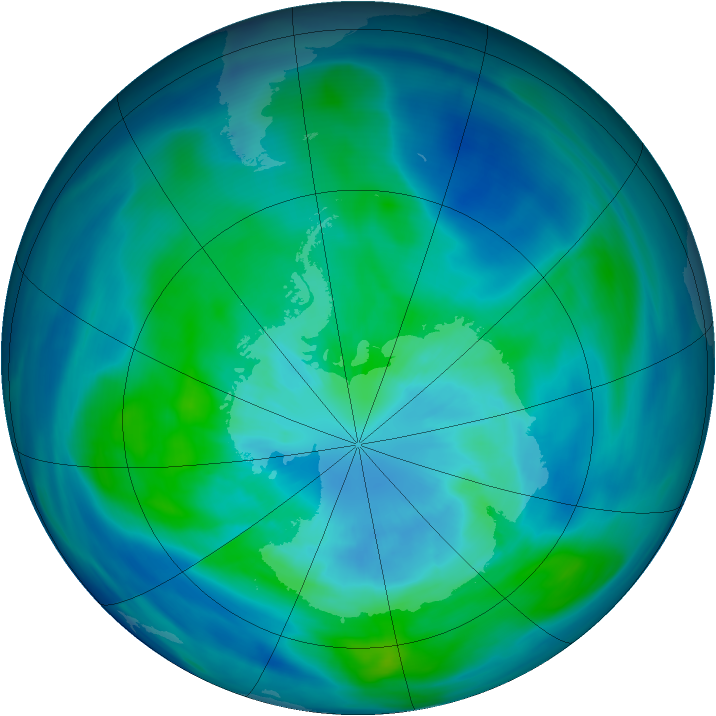Antarctic ozone map for 25 March 2006